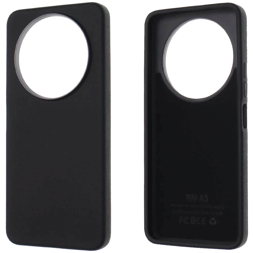 Чехол накладка для XIAOMI Redmi A3, Redmi A3x, POCO C61, силикон, пластик, текстура кожи, бархат, цвет черный