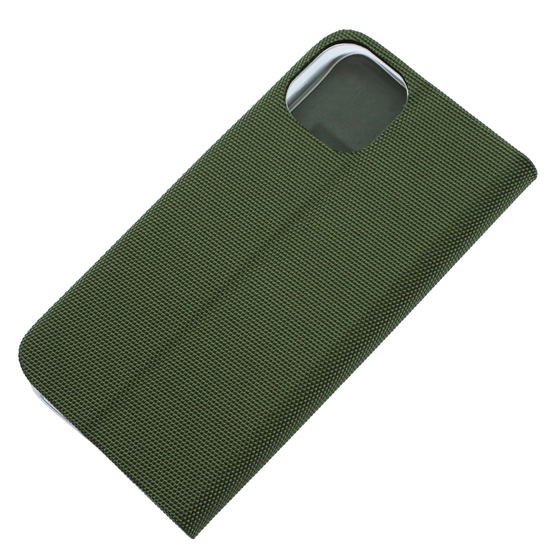 Чехол книжка MESH для APPLE iPhone 14, текстиль, силикон, бархат, визитница, цвет темно зеленый