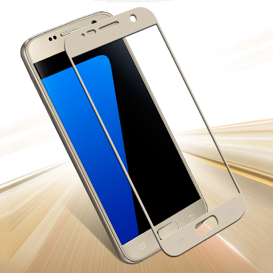 Защитное стекло "С рамкой" SAMSUNG A310F (A3 2016) Золото.