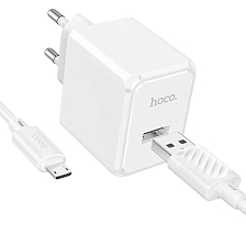 СЗУ (Сетевое зарядное устройство) с кабелем Micro USB HOCO CS11A, 10W, 1 USB, цвет белый