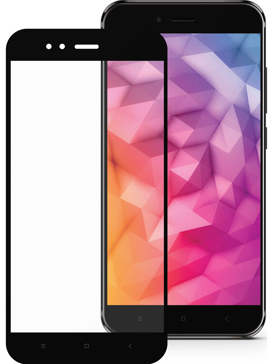 Защитное стекло 2D для XIAOMI Mi A1 ударопрочное кант чёрный.