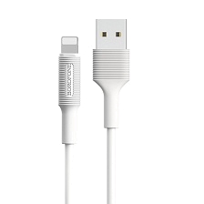 Кабель BOROFONE BX1 EzSync Lightning 8 pin, длина 1 метр, силиконовый, цвет белый