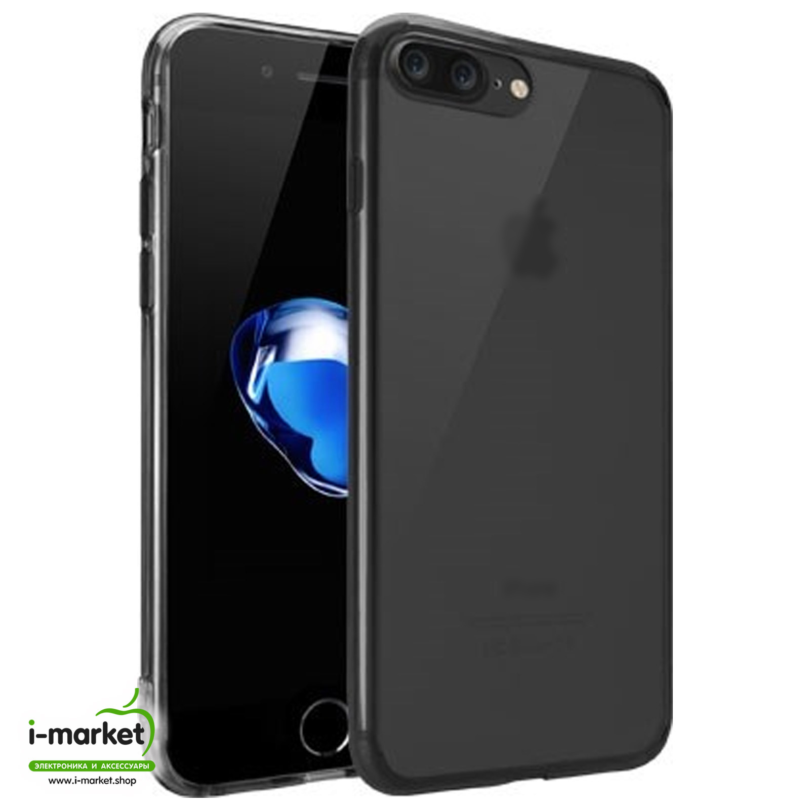 Чехол накладка для APPLE iPhone 7 Plus, iPhone 8 Plus, силикон, цвет темно прозрачный.