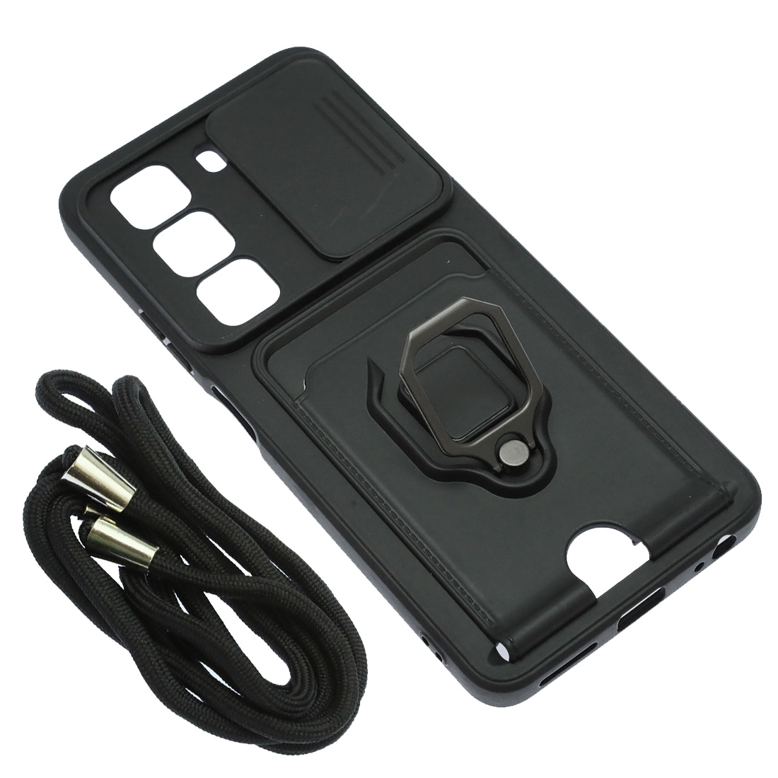 Чехол накладка MULTI FUNCTION 4 в 1 для INFINIX Hot 50, цвет черный