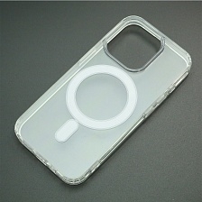 Чехол накладка Clear Case для APPLE iPhone 15 Pro, с поддержкой MagSafe, силикон, цвет прозрачный