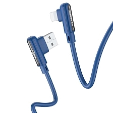 Кабель BOROFONE BX58 Lucky Lightning 8 pin, 2.4A, длина 1 метр, угловые коннекторы, цвет синий Кабель BOROFONE BX58 Lucky Lightning 8 pin, 2.4A, длина 1 метр, угловые коннекторы, цвет синий