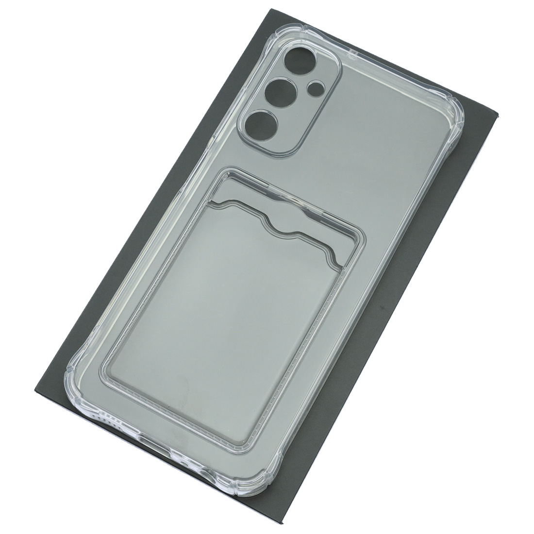 Чехол накладка CARD CASE для SAMSUNG Galaxy A05S, защита камеры, силикон, отдел для карт, цвет прозрачный