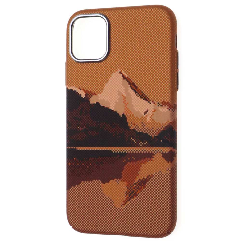 Чехол накладка FreeAir с поддержкой MagSafe для APPLE iPhone 11, пластик, светится в темноте, рисунок Гора, цвет коричневый