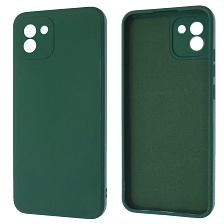 Чехол накладка для SAMSUNG Galaxy A03 (SM-A035F), силикон, бархат, цвет темно зеленый