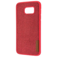 Чехол накладка для SAMSUNG Galaxy S7 Edge (SM-G935), силикон, ткань, цвет красный