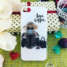Чехол накладка для APPLE iPhone 7, 8, силикон, рисунок LOVE COFFEE девушка в шляпе.