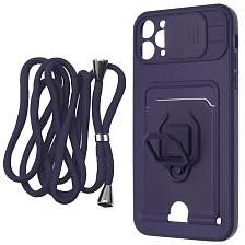 Чехол накладка MULTI FUNCTION 4 в 1 для APPLE iPhone 11 Pro MAX (6.5), цвет темно синий