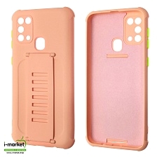 Чехол накладка LADDER NANO для SAMSUNG Galaxy M31 (SM-M315), силикон, держатель, цвет светло коралловый