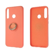 Чехол накладка RING для HUAWEI Honor 9C, P40 Lite E, Y7P, силикон, кольцо держатель, цвет оранжевый.