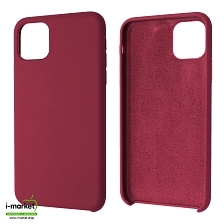 Чехол накладка Silicon Case для APPLE iPhone 11 Pro MAX, силикон, бархат, цвет темно бордовый
