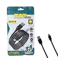 Кабель MRM MX14 USB Type C, 3A, длина 3 метра, цвет черный