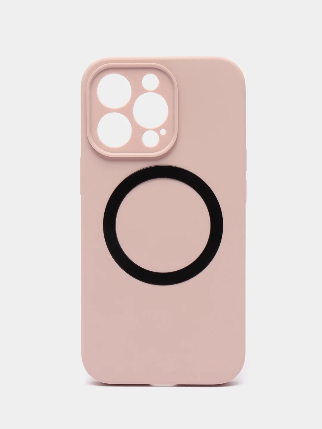 Чехол накладка Silicone Case для APPLE iPhone 13 Pro Max, с поддержкой MagSafe, защита камеры, силикон, бархат, цвет песочно-розовый