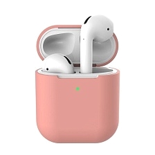 Чехол для беспроводных наушников APPLE AirPods силиконовый, цвет малиновый Silicon Case Protection.