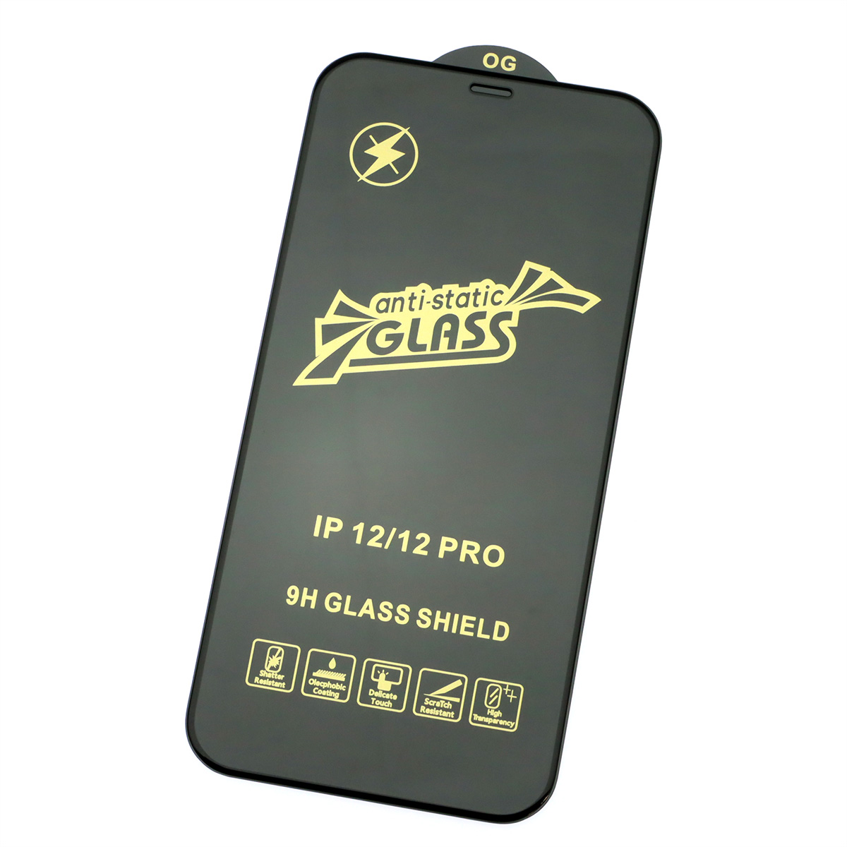 Защитное стекло 9H OG anti-static для APPLE iPhone 12 (6.1"), iPhone 12 Pro (6.1"), цвет окантовки черный Защитное стекло 9H OG anti-static для APPLE iPhone 12 (6.1"), iPhone 12 Pro (6.1"), цвет окантовки черный