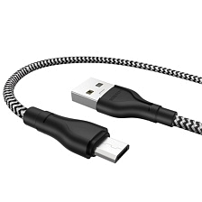 Кабель BOROFONE BX39 Beneficial Micro USB, 2.4A, длина 1 метр, силикон, нейлоновая оплетка, цвет черно белый