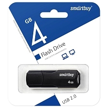 Флешка USB 2.0 4GB SMARTBUY CLUE, цвет черный