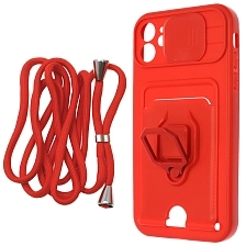 Чехол накладка MULTI FUNCTION 4 в 1 для APPLE iPhone 11 (6.1), цвет красный