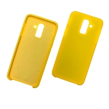 Чехол накладка Silicon Cover для SAMSUNG Galaxy J8 (SM-J800F), силикон, бархат, цвет желтый.