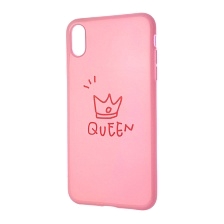 Чехол накладка  для APPLE iPhone XS MAX, силикон, глянцевый, рисунок Queen, цвет розовый.