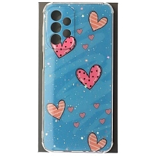 Чехол накладка для SAMSUNG Galaxy A23 (SM-A325F), силикон, глянцевый, блестки, рисунок Сердечки Чехол накладка для SAMSUNG Galaxy A23 (SM-A325F), силикон, глянцевый, блестки, рисунок Сердечки