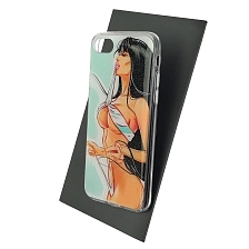Чехол накладка для APPLE iPhone 7, iPhone 8, iPhone SE 2020, силикон, блестки, глянцевый, рисунок Красивая девушка