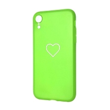 Чехол накладка для APPLE iPhone XR, силикон, глянцевый, рисунок Сердце, цвет зеленый.