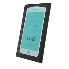 Защитное стекло 15D для APPLE iPhone 7 Plus, iPhone 8 Plus, цвет окантовки белый.