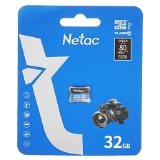 Карта памяти MicroSDHC 32GB NETAC P500 Standard Class 10 UHS-I, 90 Mb/s, без адаптера