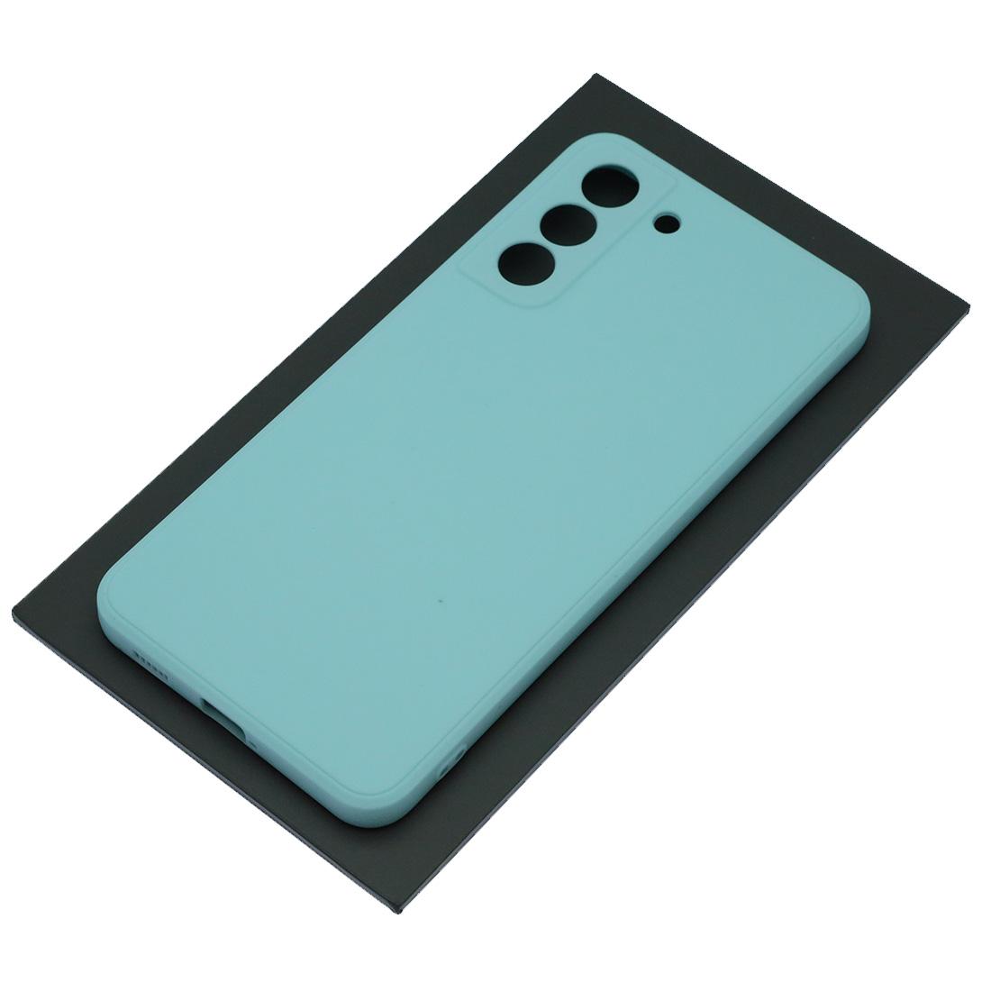 Чехол накладка для SAMSUNG Galaxy S21 FE, силикон, бархат, цвет светло голубой