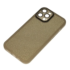 Чехол накладка Shine для APPLE iPhone 12 Pro Max, силикон, блестки, защита камеры, цвет черно золотистый