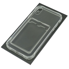 Чехол накладка для APPLE iPhone XR, силикон, отдел для карт, цвет прозрачный