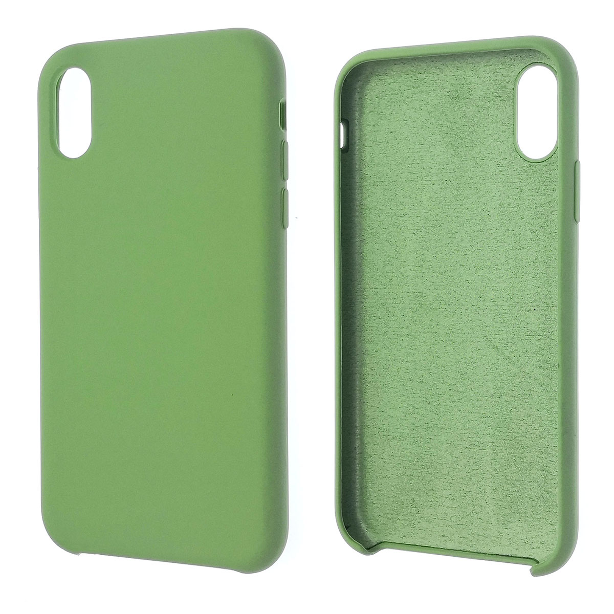 Чехол накладка Silicon Case для APPLE iPhone XR, силикон, бархат, цвет бледно зеленый.