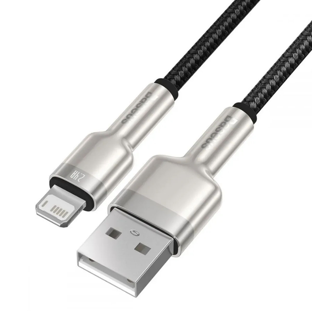 Кабель BASEUS METAL DATA CABLE CALJK-01 APPLE Lightning 8 pin, 2.4A, длина 25 сантиметров, цвет черный