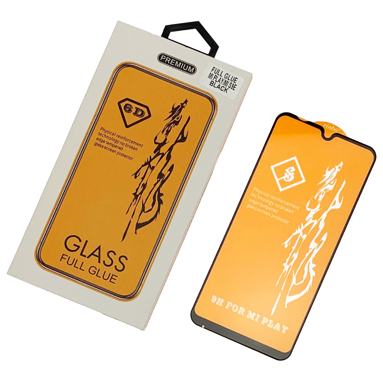 Защитное стекло "6D" GLASS FULL GLUE для XIAOMI Mi Play 2018 / Mi 9 SE 2019, цвет канта черный.