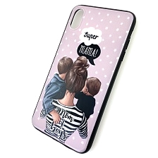 Чехол накладка для APPLE iPhone XS MAX, силикон, рисунок super MAMA Mom of boys.