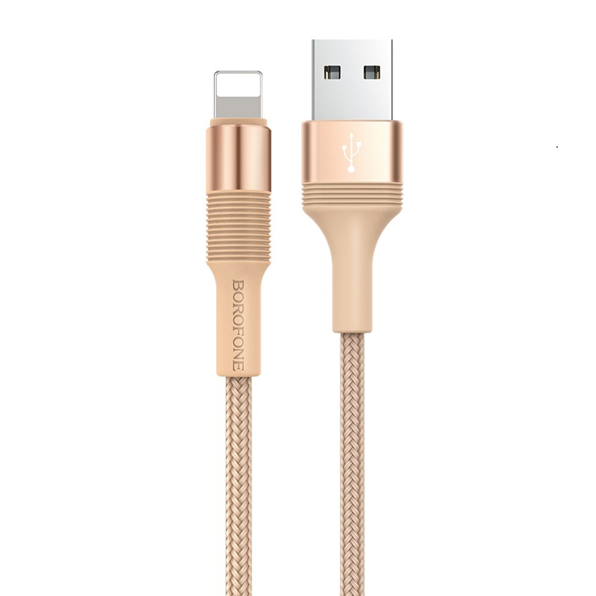 Кабель BOROFONE BX21 Outstanding APPLE Lightning 8 pin, 2.4A, длина 1 метр, нейлоновая оплетка, цвет золотистый