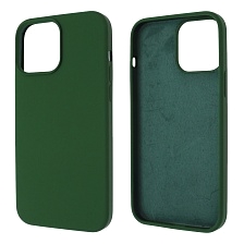 Чехол накладка Silicon Case для APPLE iPhone 13 Pro Max (6.7), силикон, бархат, цвет болотно зеленый