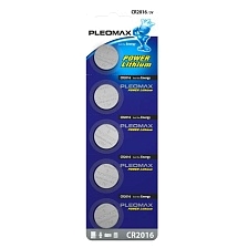 Батарейка PLEOMAX CR2016 BL5 Lithium 3V Батарейка PLEOMAX CR2016 BL5 Lithium 3V