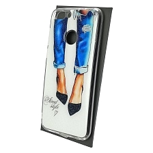 Чехол накладка для HUAWEI Honor 9 Lite, Honor 7S, P Smart, силикон, глянцевый, блестки, рисунок Street Style