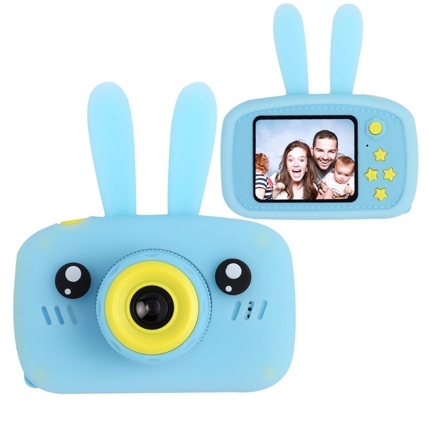 Детский цифровой фотоаппарат (игрушка), портативный, Зайчик, цвет голубой