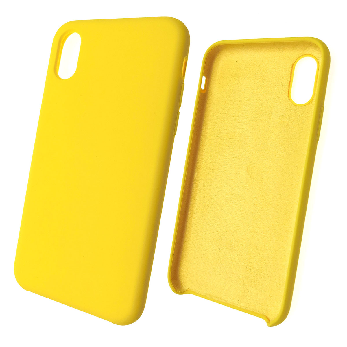 Чехол накладка Silicon Case для APPLE iPhone X, iPhone XS, силикон, бархат, цвет желтый