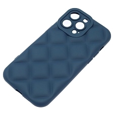 Чехол накладка для APPLE iPhone 14 Pro Max (6.7"), силикон, 3D ромб, цвет темно синий