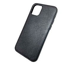 Чехол накладка для APPLE iPhone 11 Pro 2019, силикон, под кожу с лого, цвет черный.