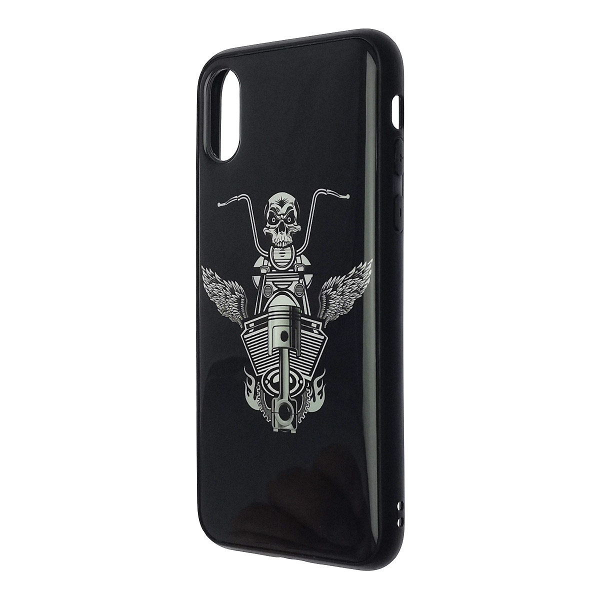 Чехол накладка для APPLE iPhone X, iPhone XS, силикон, глянцевый, рисунок Череп поршень крылья