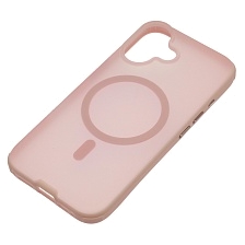 Чехол накладка NEW с поддержкой Magsafe для APPLE iPhone 16, матовый, силикон, пластик, цвет прозрачно розовый